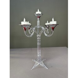 5 Kollu Şeffaf&Gümüş Kadeh Şamdan